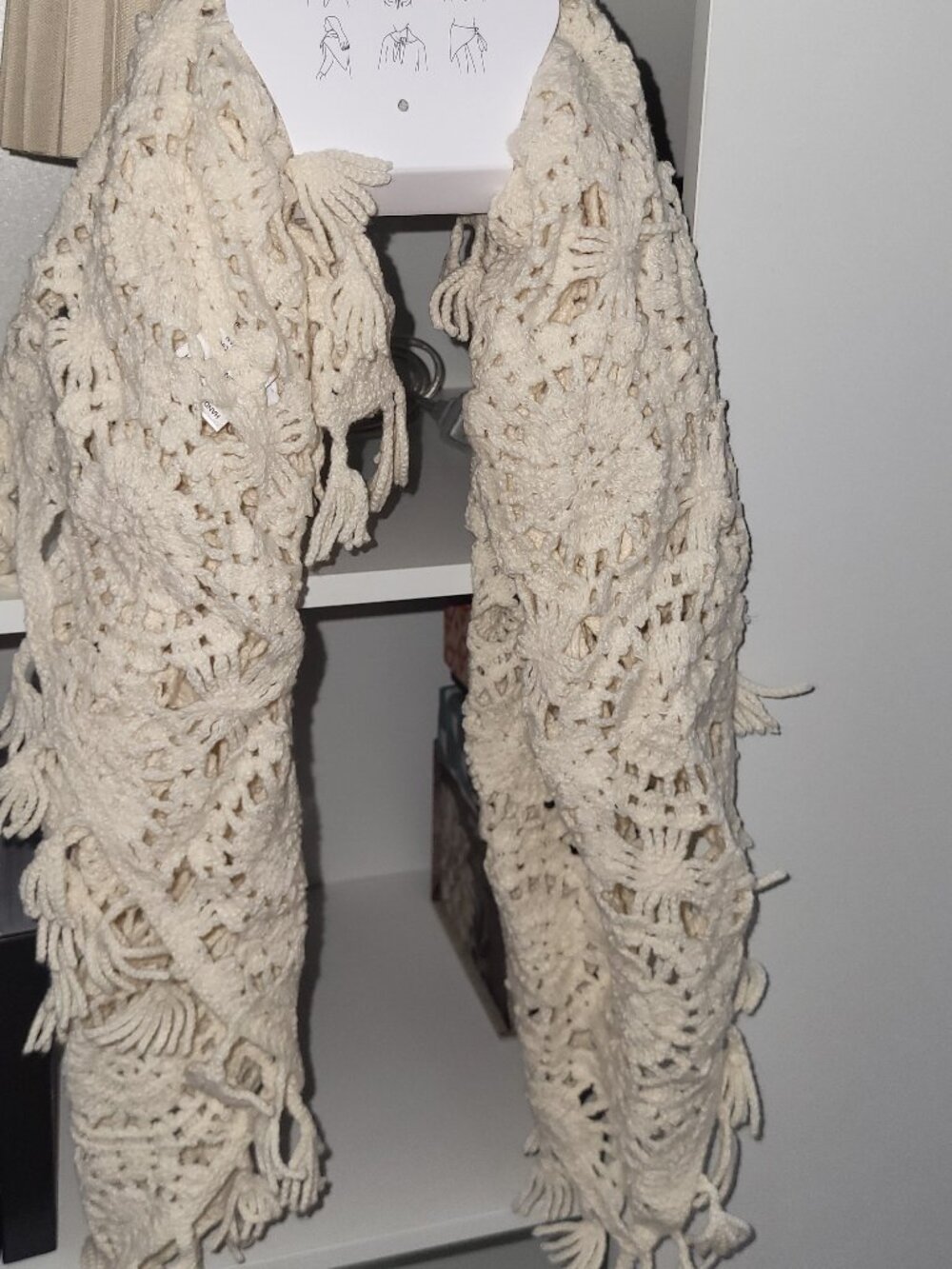 NWT House of Harlow Scarf Womens Cream Fringed Edge Grannycore Cottagecore Boho